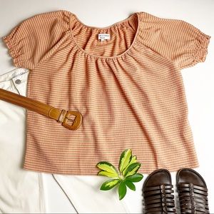 Madewell Texture & Thread Stripe Peasant Top L
